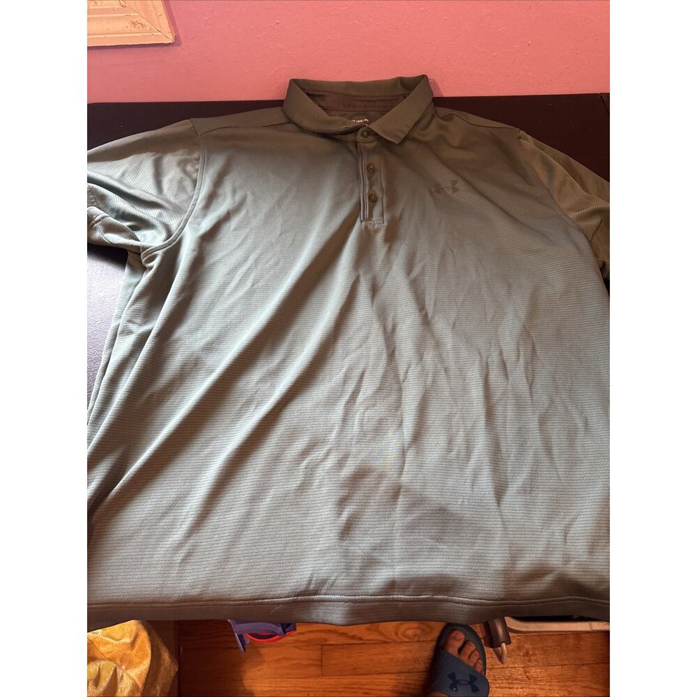 Mens UNDER ARMOUR Green Polo Shirt 3xl Heatgear